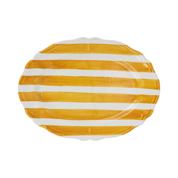 Vietri Amalfitana Stripe Oval Platter - Yellow